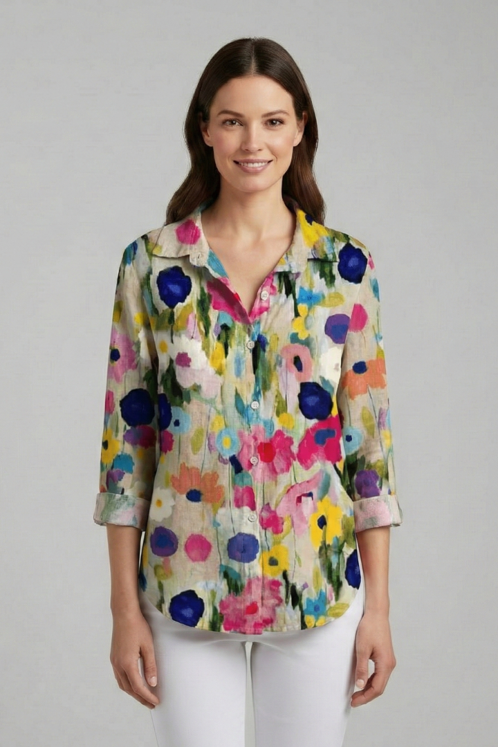 Dame Bluse med V-udskæring og Med print Overflade