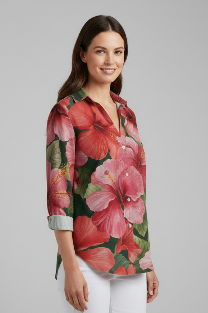 Dame Bluse med V-udskæring og Med print Overflade
