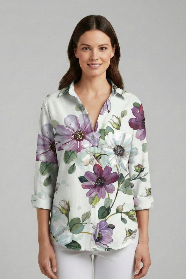 Dame Bluse med V-udskæring og Med print Overflade