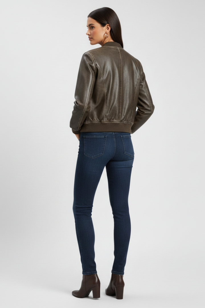 Donatella | Women’s Bomber Jacket with Collared Neck and Woven Outer Surface