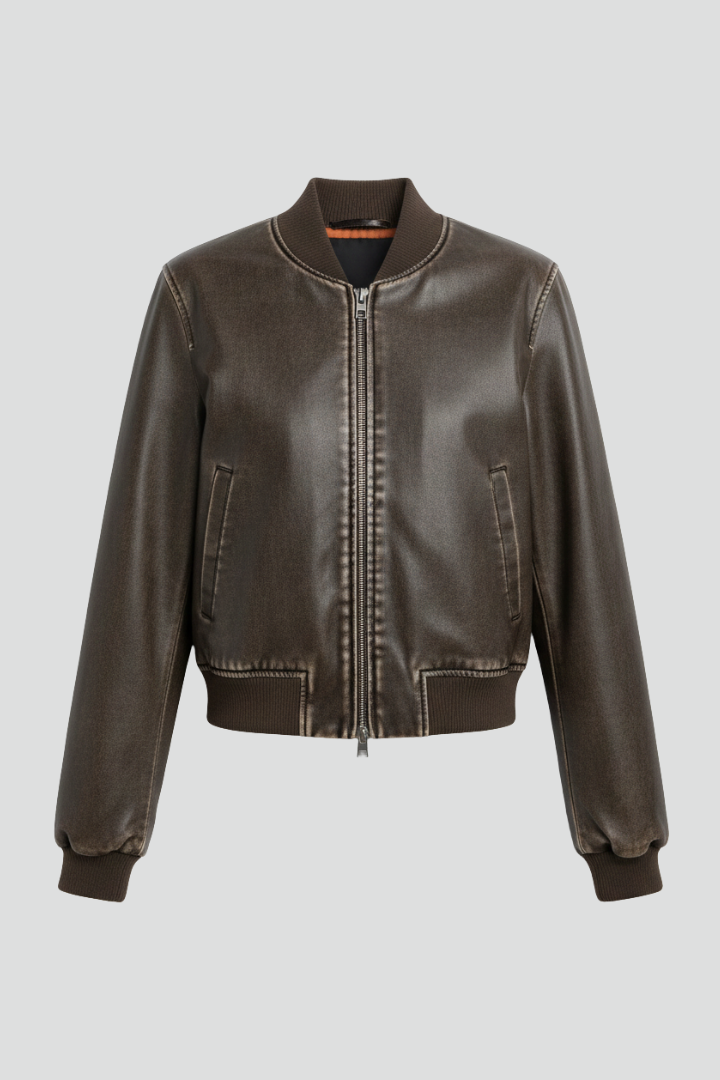 Donatella | Women’s Bomber Jacket with Collared Neck and Woven Outer Surface