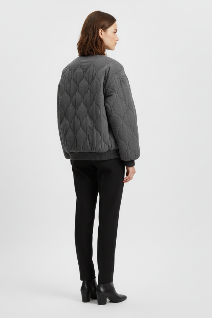 Dinah | Women’s Bomber Jacket with Snap Closure and Quilted Surface