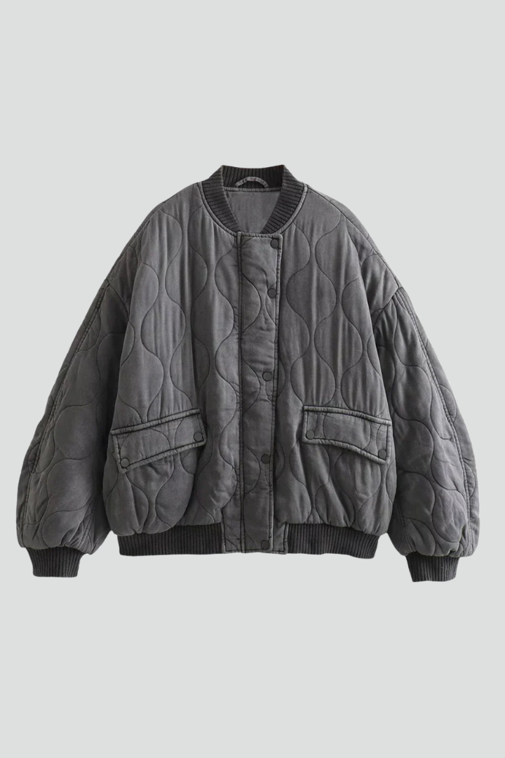 Dinah | Women’s Bomber Jacket with Snap Closure and Quilted Surface