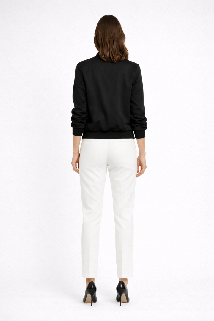 Diantha | Women’s Bomber Jacket with Zip Closure and Ribbed Edges