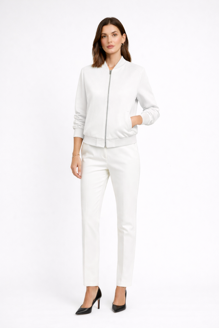 Diantha | Women’s Bomber Jacket with Zip Closure and Ribbed Edges