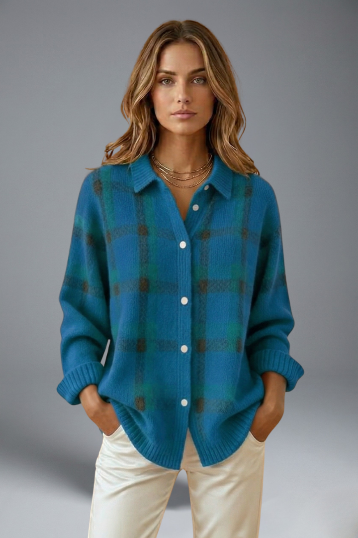 Norah | Women's Button-Front Oversized Cardigan for Fall and Winter in Blue