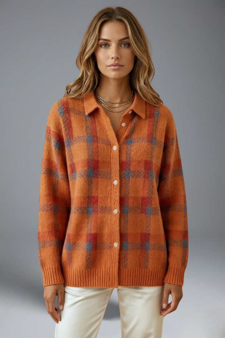 Norah | Women's Button-Front Oversized Cardigan for Fall and Winter in Orange