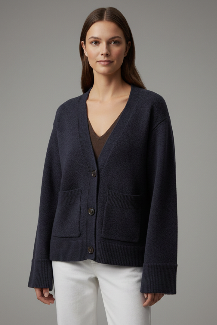 Desiree | Women’s Cardigan with V-Neckline and Patch Pockets