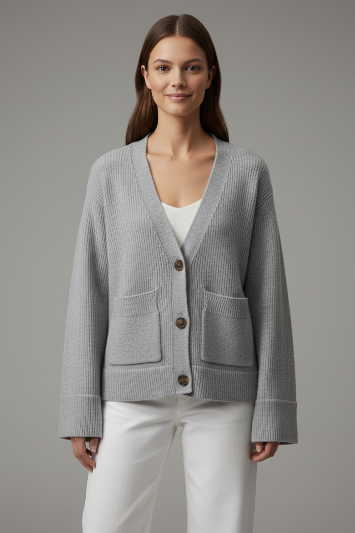 Desiree | Women’s Cardigan with V-Neckline and Patch Pockets