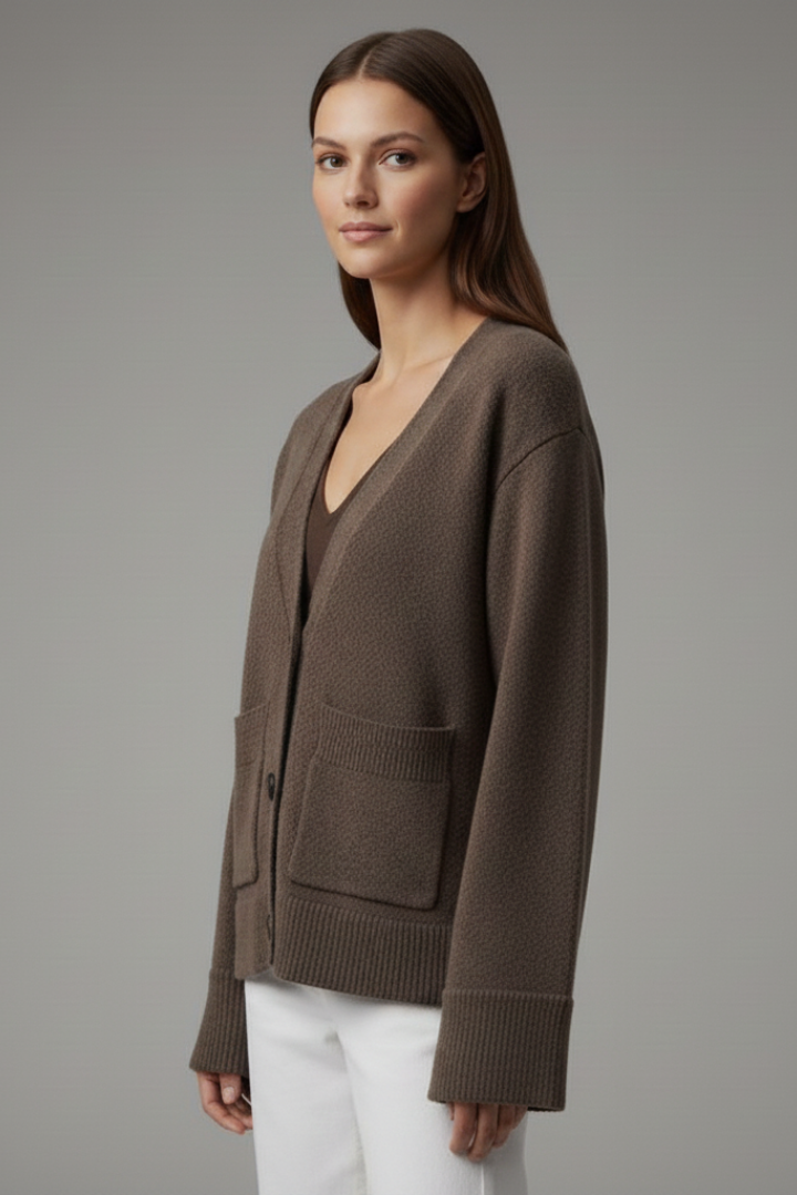 Desiree | Women’s Cardigan with V-Neckline and Patch Pockets