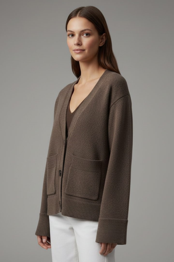 Desiree | Women’s Cardigan with V-Neckline and Patch Pockets