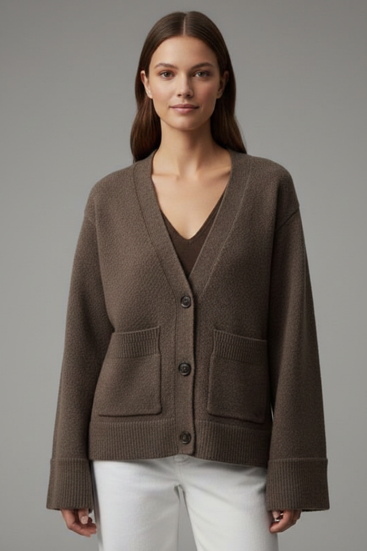Desiree | Women’s Cardigan with V-Neckline and Patch Pockets