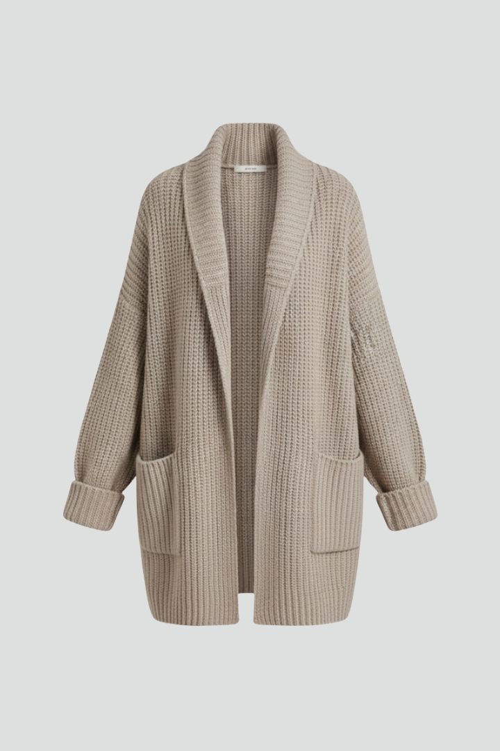 Domitilla | Women’s Cardigan with V Neck and Ribbed Surface