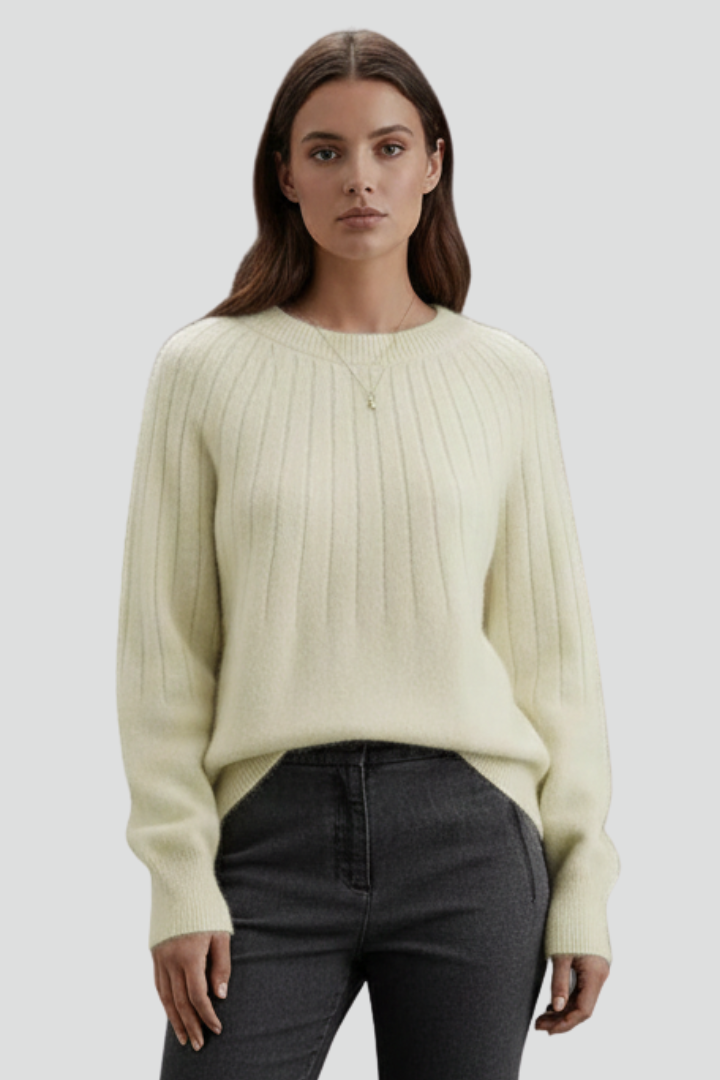 Elin | Women’s Crew Neck Jumper with Ribbed Surface and Long Sleeves