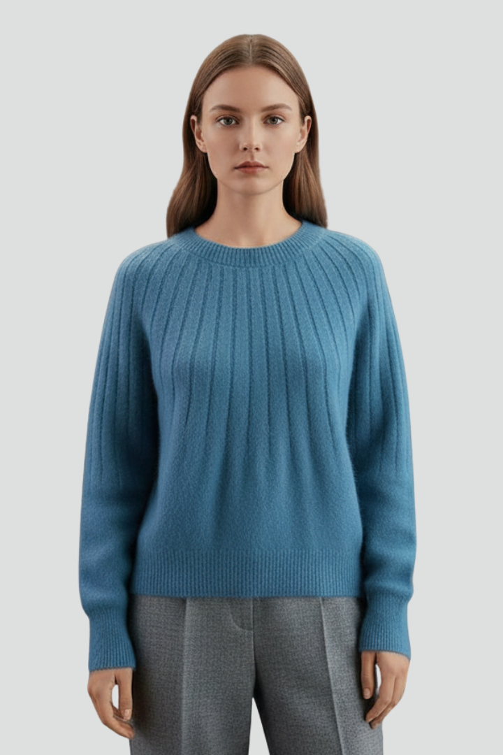 Elin | Women’s Crew Neck Jumper with Ribbed Surface and Long Sleeves