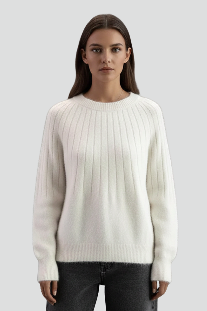 Elin | Women’s Crew Neck Jumper with Ribbed Surface and Long Sleeves