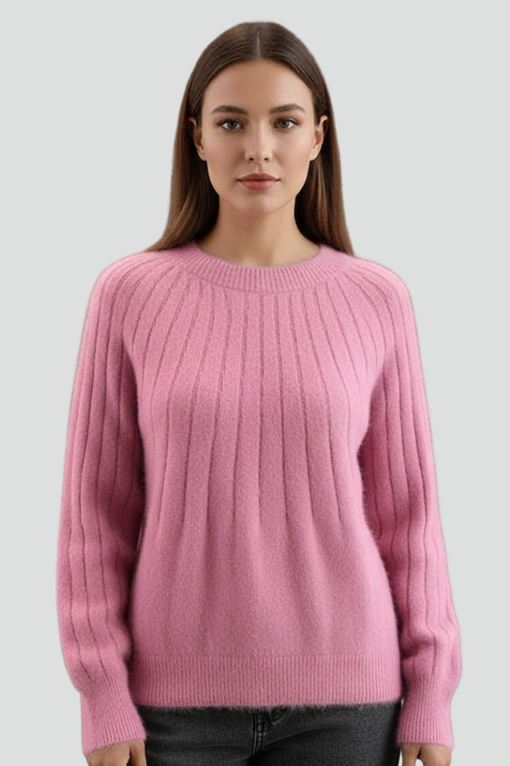 Elin | Women’s Crew Neck Jumper with Ribbed Surface and Long Sleeves