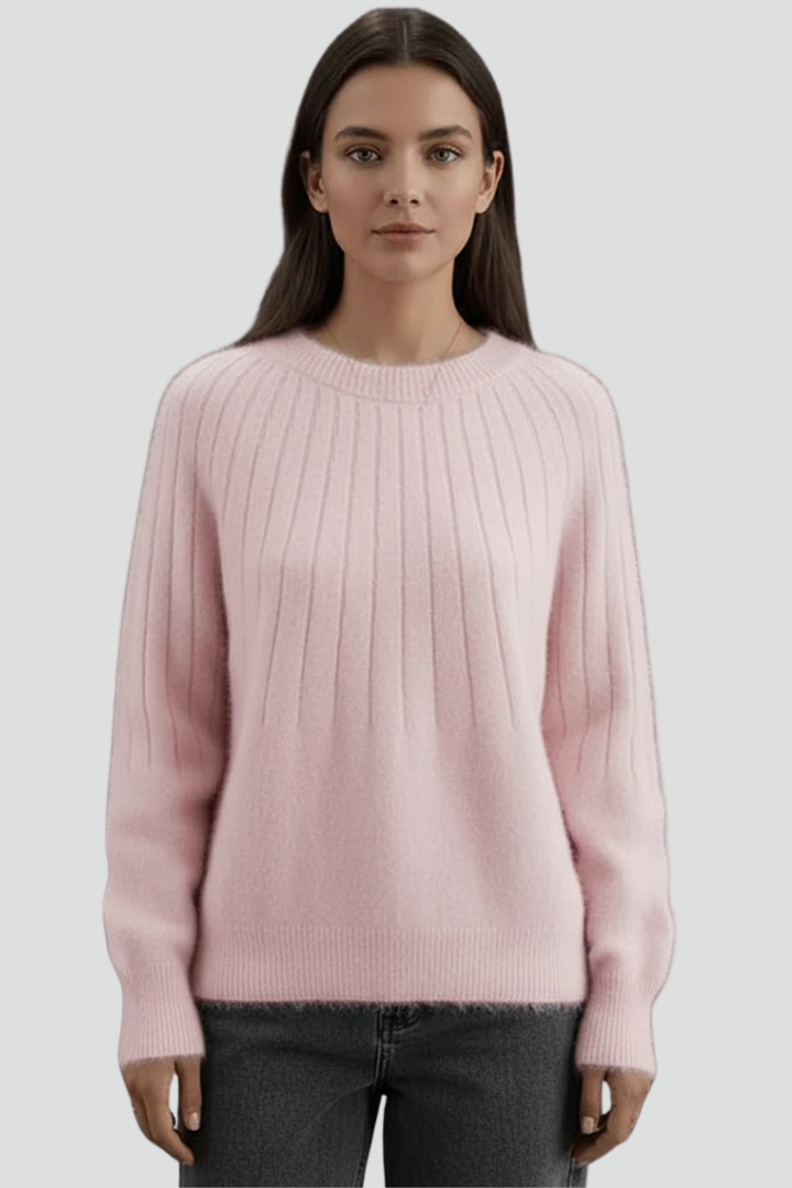 Elin | Women’s Crew Neck Jumper with Ribbed Surface and Long Sleeves