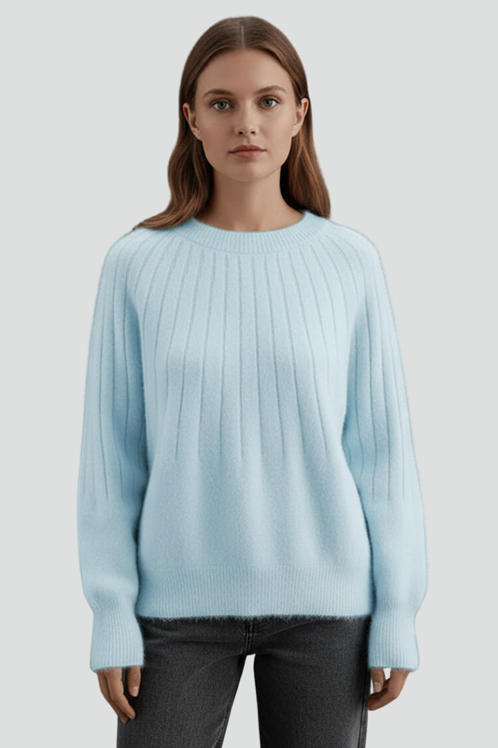 Elin | Women’s Crew Neck Jumper with Ribbed Surface and Long Sleeves