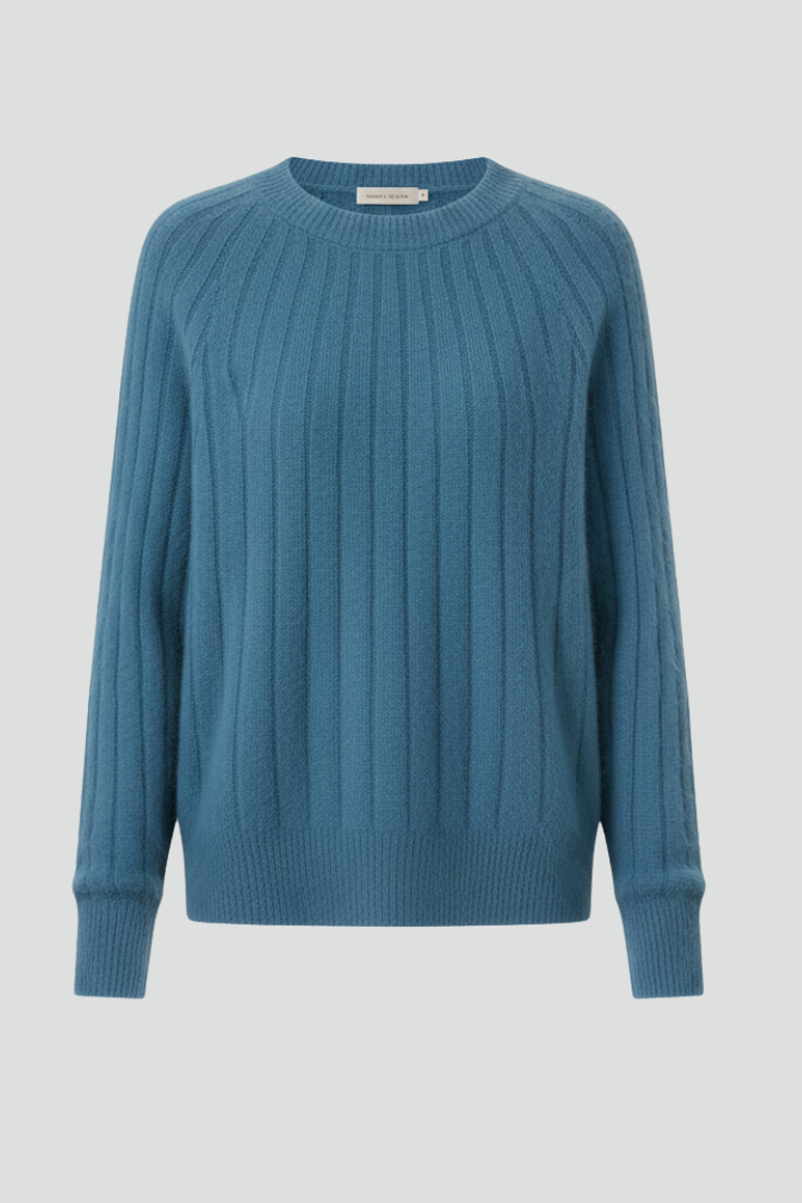 Elin | Women’s Crew Neck Jumper with Ribbed Surface and Long Sleeves