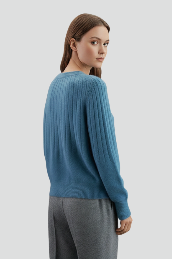Elin | Women’s Crew Neck Jumper with Ribbed Surface and Long Sleeves