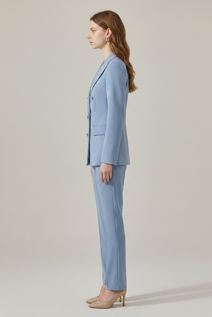 Doretta | Women’s Double-Breasted Blazer Set with Notched Lapel and Straight-Leg Trousers