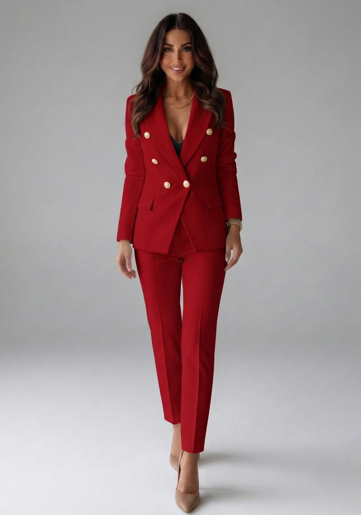 Apolline | Women's Double-Breasted Blazer Set with Buttons for Office Wear