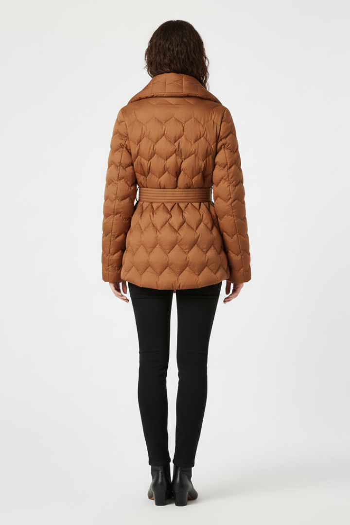 Diamanta | Women’s Down Coat with Belted Waist and Deep Pockets