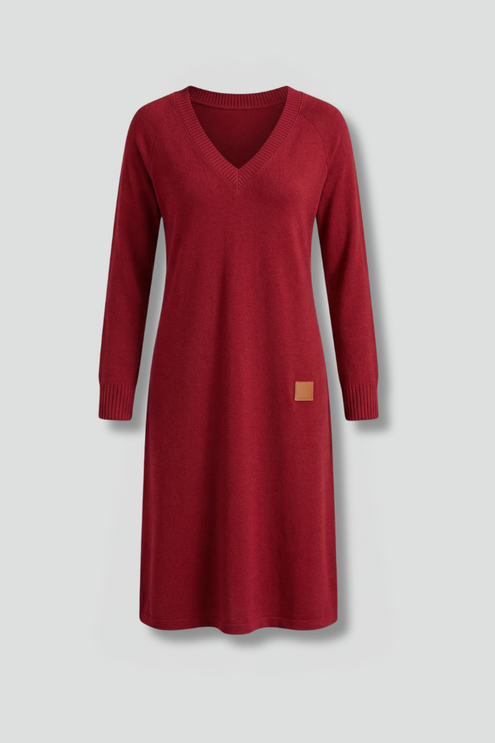 Damekjole med V Neck og Lange ærmer
