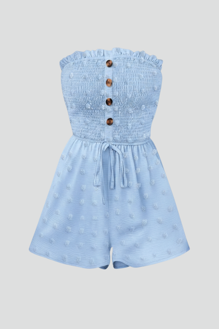 Damejumpsuit med Bandeau Udskæring og Knap Front