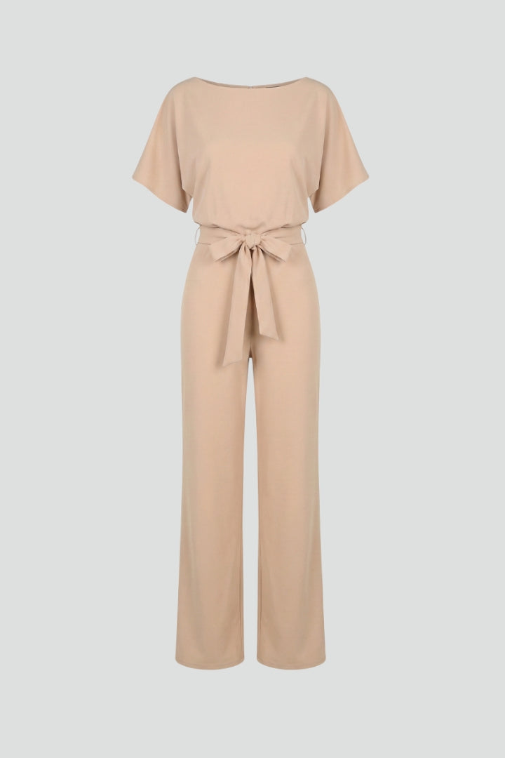 Damen Jumpsuit mit weitem Bein & Gürtel – Tailliert und strukturiert