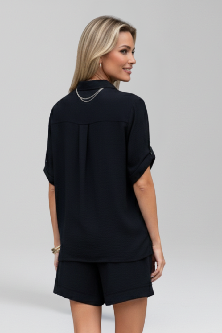 Damejumpsuit med Knap Front og Short Ben