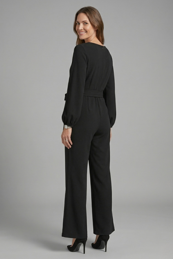 Damejumpsuit med Lange ærmer og Tie Talje