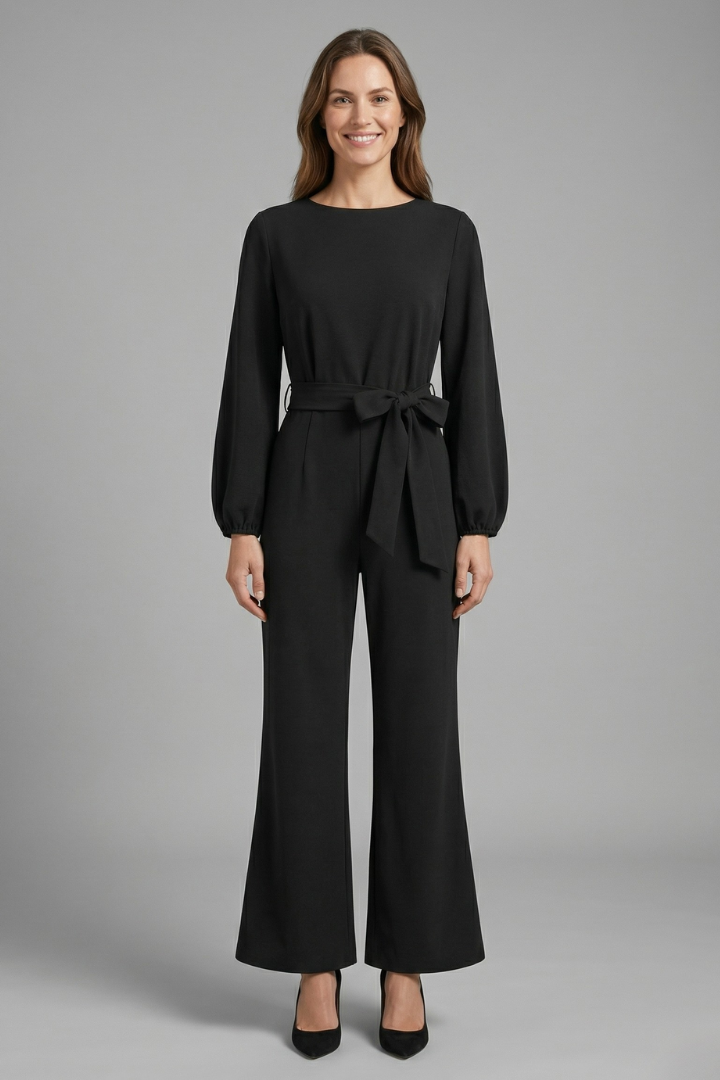 Damejumpsuit med Lange ærmer og Tie Talje