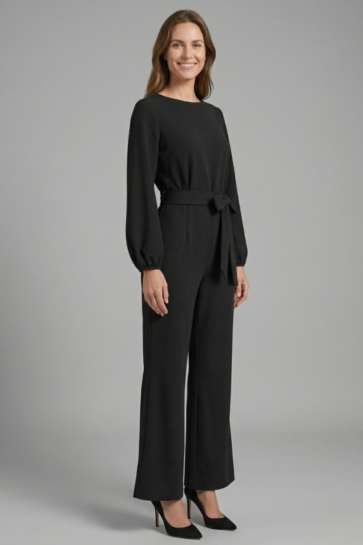 Damejumpsuit med Lange ærmer og Tie Talje
