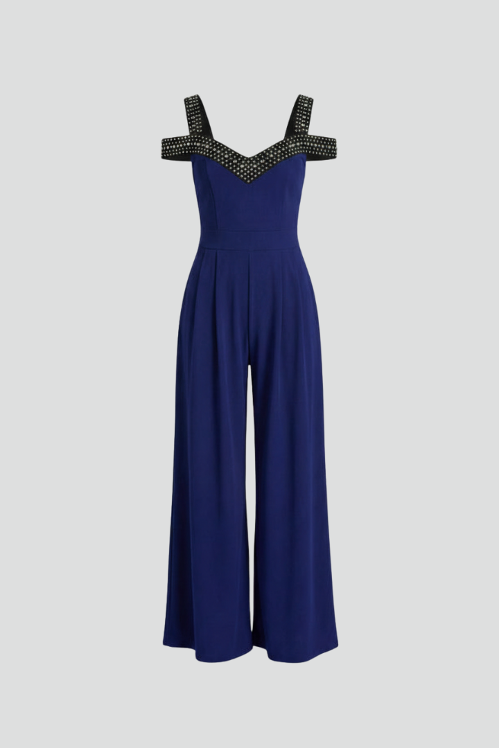 Damejumpsuit med Off-shoulder Udskæring og Bred Ben