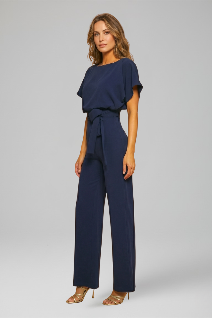 Damejumpsuit med Rund halsudskæring og Bred Ben