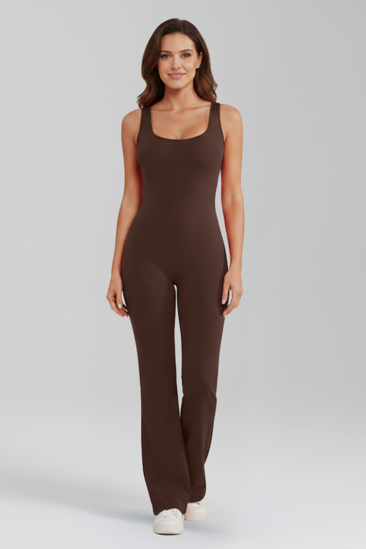 Damejumpsuit med Ærmeløs Remme og Bred Ben