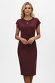 Damen Kniekleid mit Rundhalsausschnitt & geraffter Taille – Elegantes Tageskleid