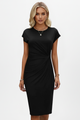 Damen Kniekleid mit Rundhalsausschnitt & geraffter Taille – Elegantes Tageskleid