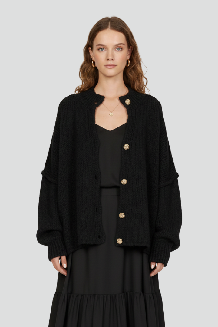 Eowyn | Women’s Knit Cardigan with Button-Front Design and Dropped Shoulders