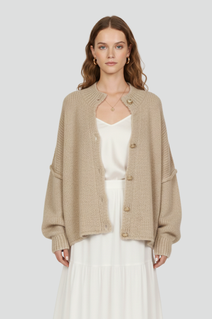Eowyn | Women’s Knit Cardigan with Button-Front Design and Dropped Shoulders