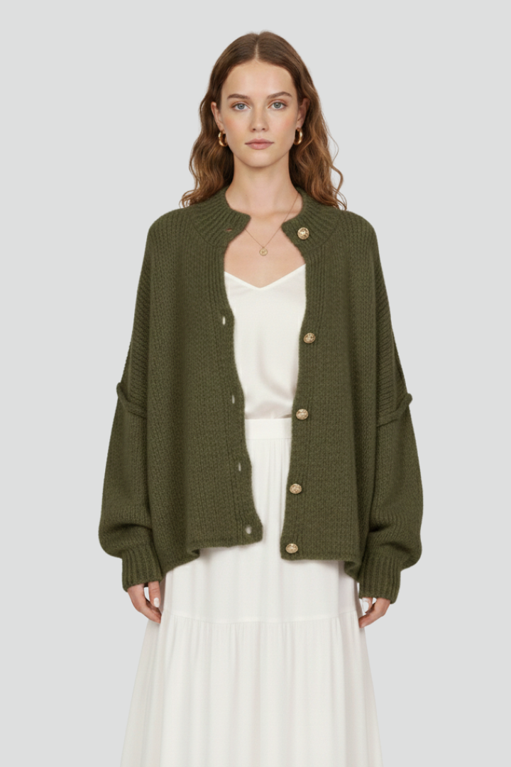 Eowyn | Women’s Knit Cardigan with Button-Front Design and Dropped Shoulders