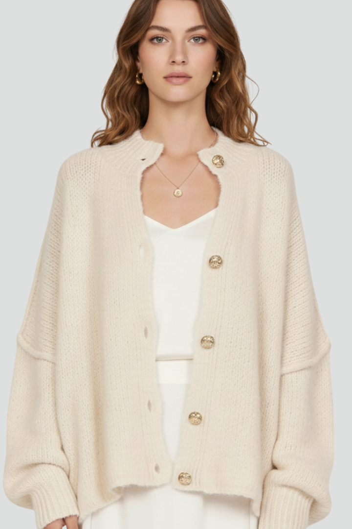 Eowyn | Women’s Knit Cardigan with Button-Front Design and Dropped Shoulders