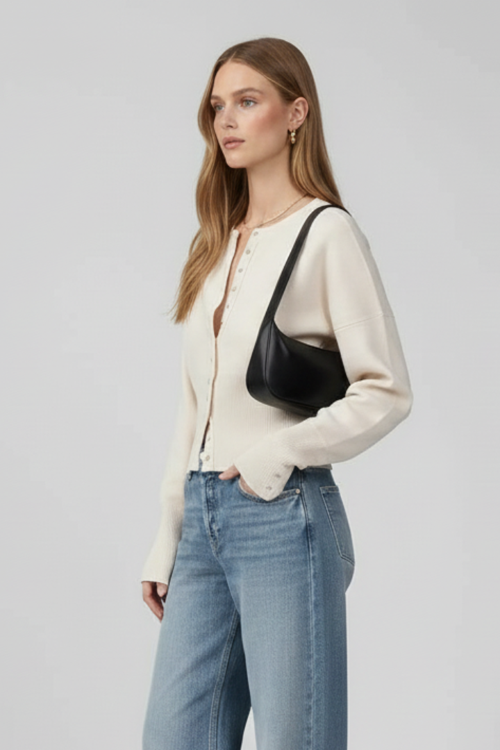 Ernesta | Women’s Knitted Cardigan with Round Neckline and Button-Front Design