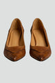 Fenella | Women's Embossed Leather Flared-Heel Court Shoes image 1