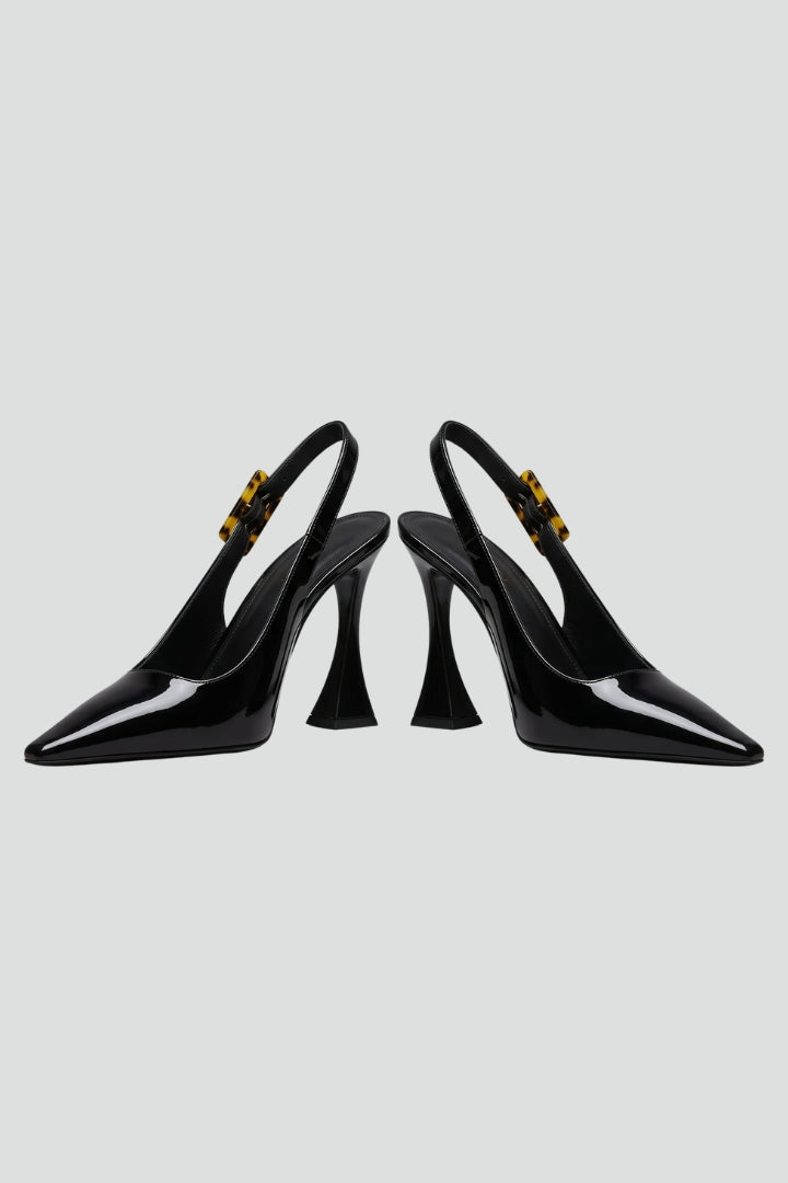 Dame Leather Højhælede sko med Pointed Tå og Open Design