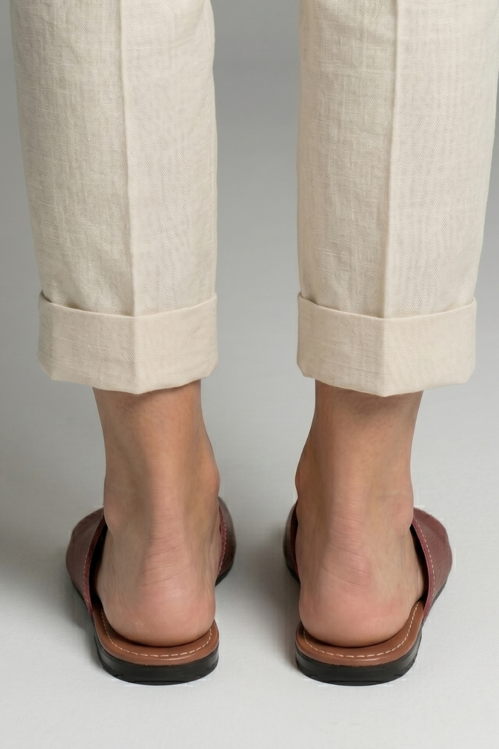 Dame lædersandaler med åben tå og slip-on