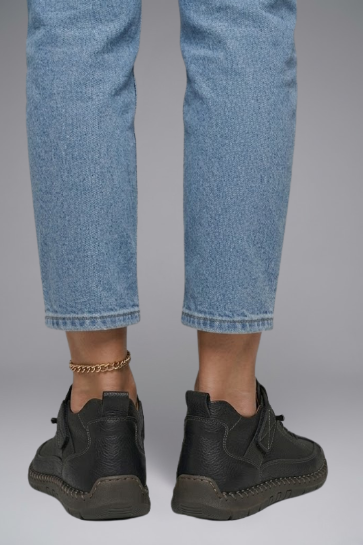 Rosetta | Women's Leather Trainers with Elastic Panels and EVA Sole
