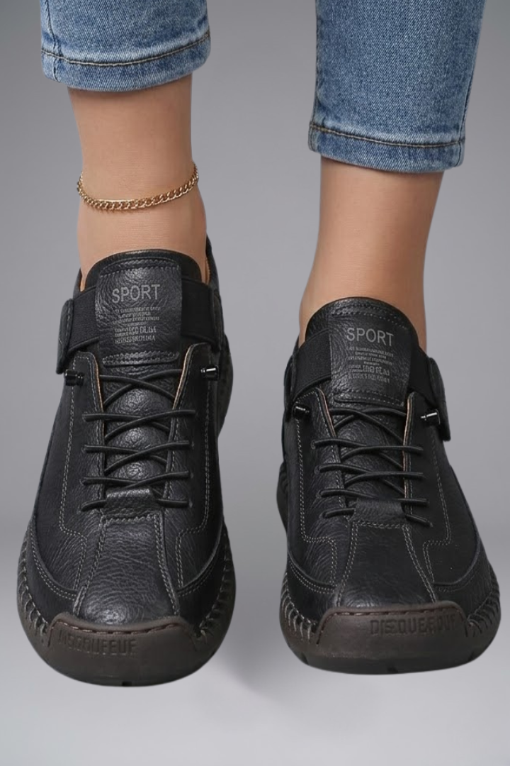 Rosetta | Women's Leather Trainers with Elastic Panels and EVA Sole
